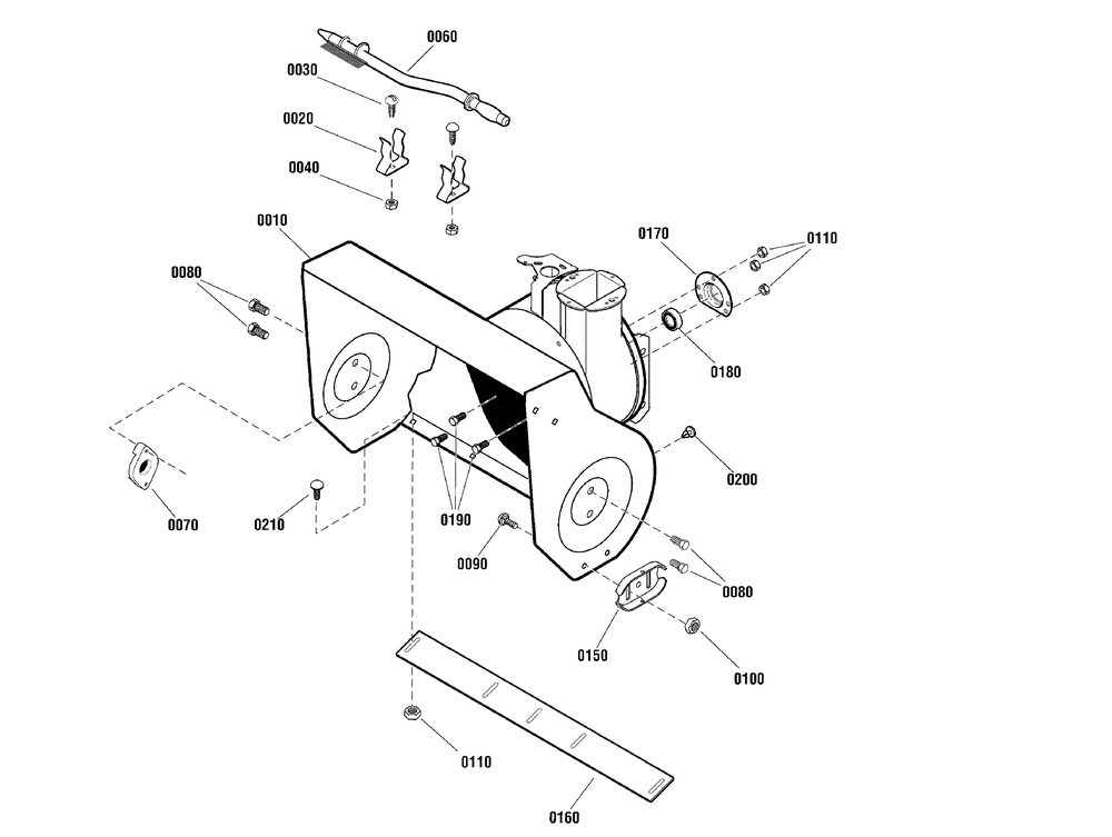 Auger Housing Group Diagram and Parts List for 1696228-00-CM691150E  Briggs and Stratton Snow Blower